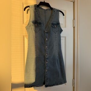 Denim Button-Down Sleeveless Dress
